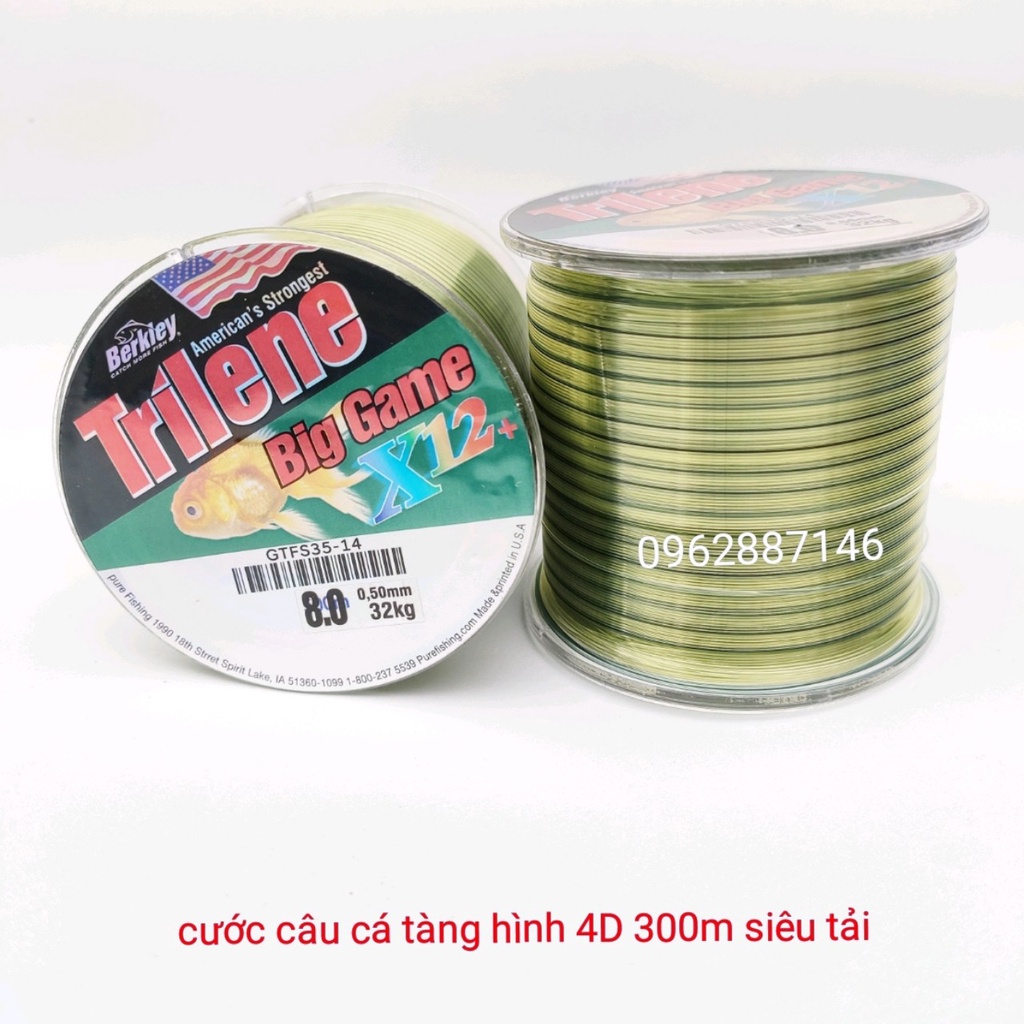 cước câu cá triline x12 4D tàng hình 300m siêu tải