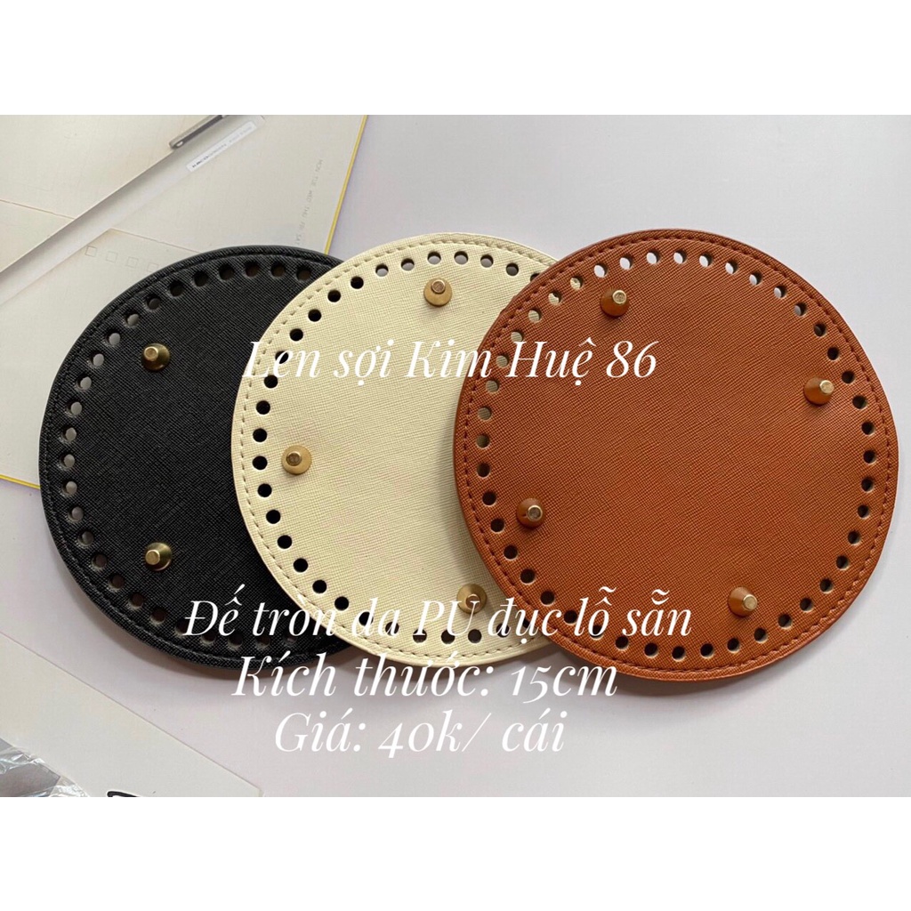 Đế tròn da PU có đục lỗ sẵn