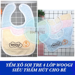 Set 3 chiếc yếm xô sợi tre 4 lớp 2 mặt Wooyi siêu thấm hút cho bé