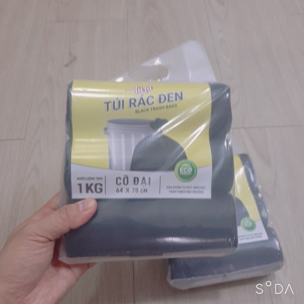 1kg Túi Đựng Rác Tự Phân Hủy Sinh Học Màu Đen 64*78