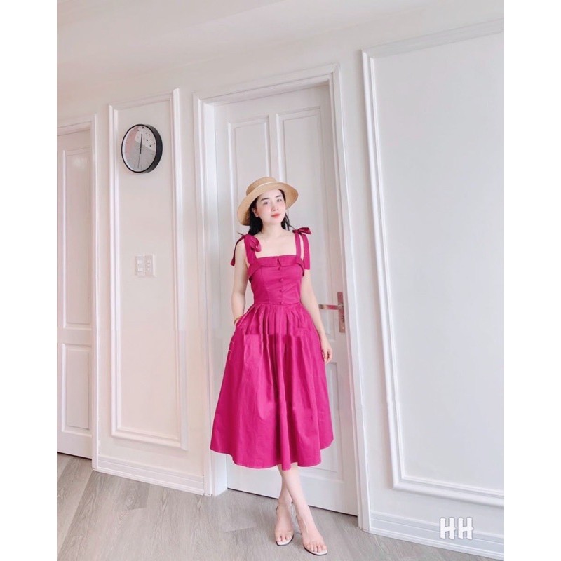 VNU233 - VÁY 2S BUỘC NƠ VẠT NGỰC TÚI SƯỜN | BigBuy360 - bigbuy360.vn