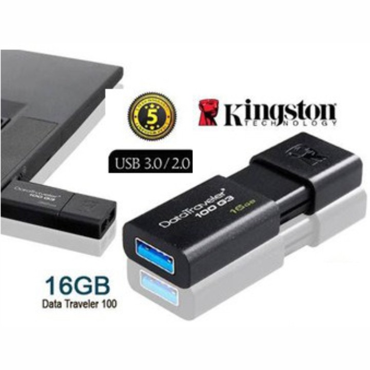 USB Kingston 16GB – USB 3.0 – DataTraveler 100G3 – CHÍNH HÃNG – Bảo hành 5 năm