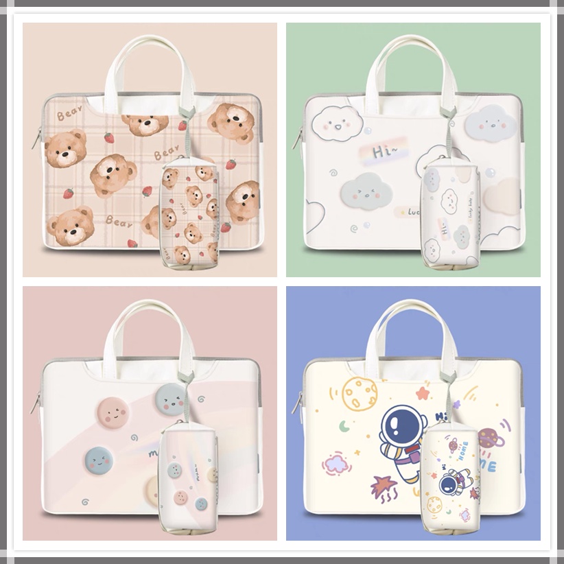 With power pack⭐️Astronaut⭐️Cartoon cute laptop bag 12 13 14 15.6 17.3inch Portable briefcase With shoulder strap pu waterproof handbag