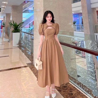 Váy maxi cổ tam giác 3 màu(Sẵn tại shop)