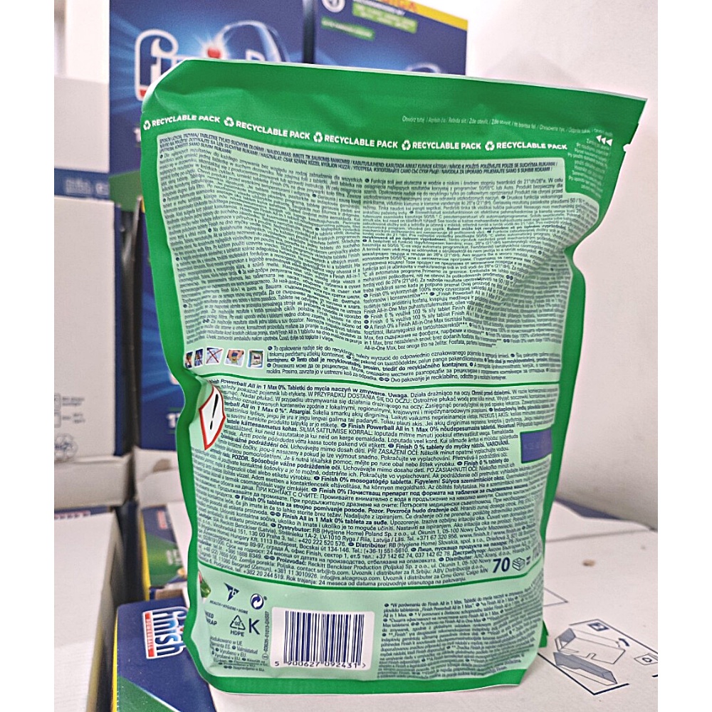 Viên rửa bát Finish Eco 0% 70 viên viên finish All in 1 Max