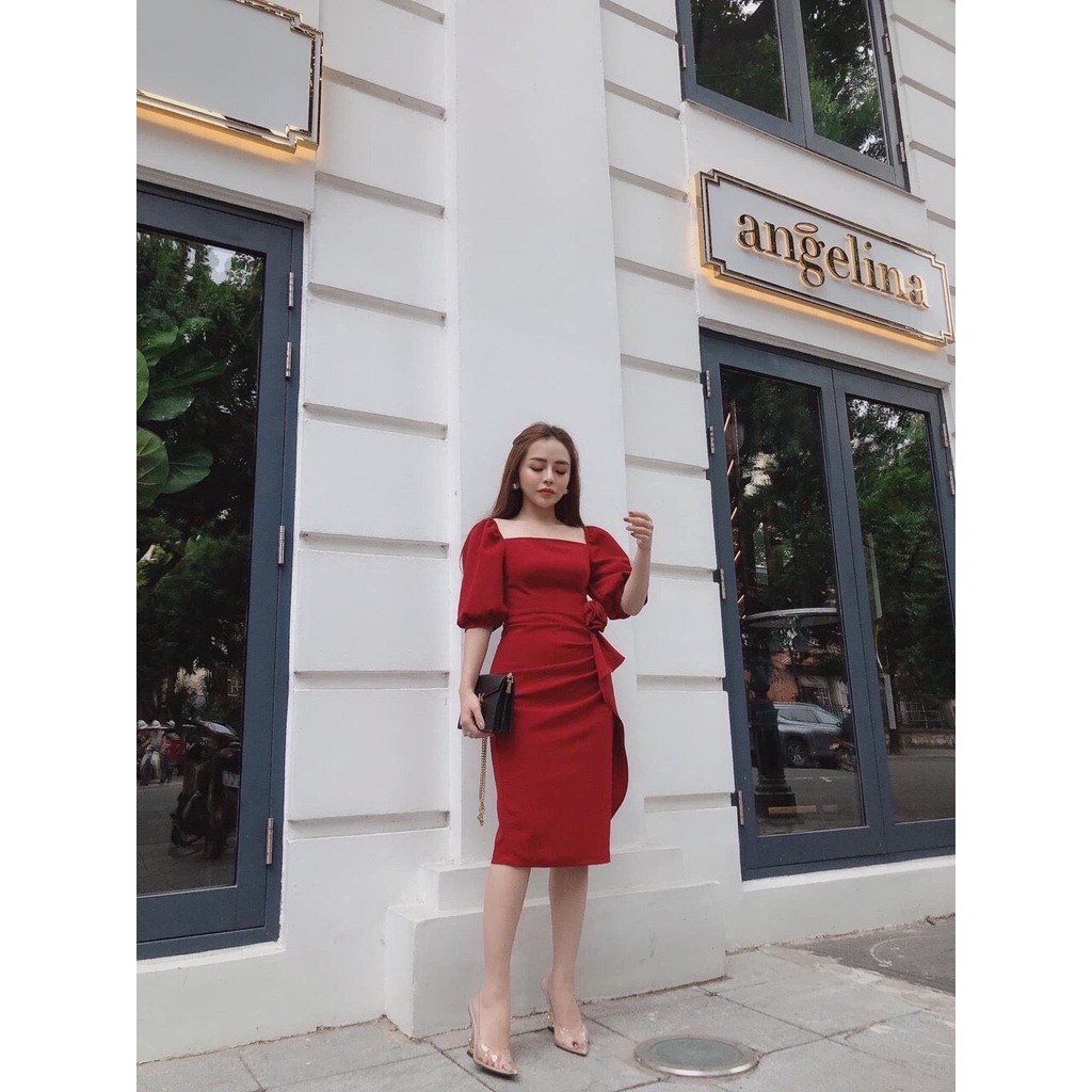 [Mã FAMAYWA2 giảm 10K đơn 50K] Đầm nữ body tay phồng phối bèo hông, chất cát hàn co dãn phù hợp đi chơi, đi dự tiệc | BigBuy360 - bigbuy360.vn