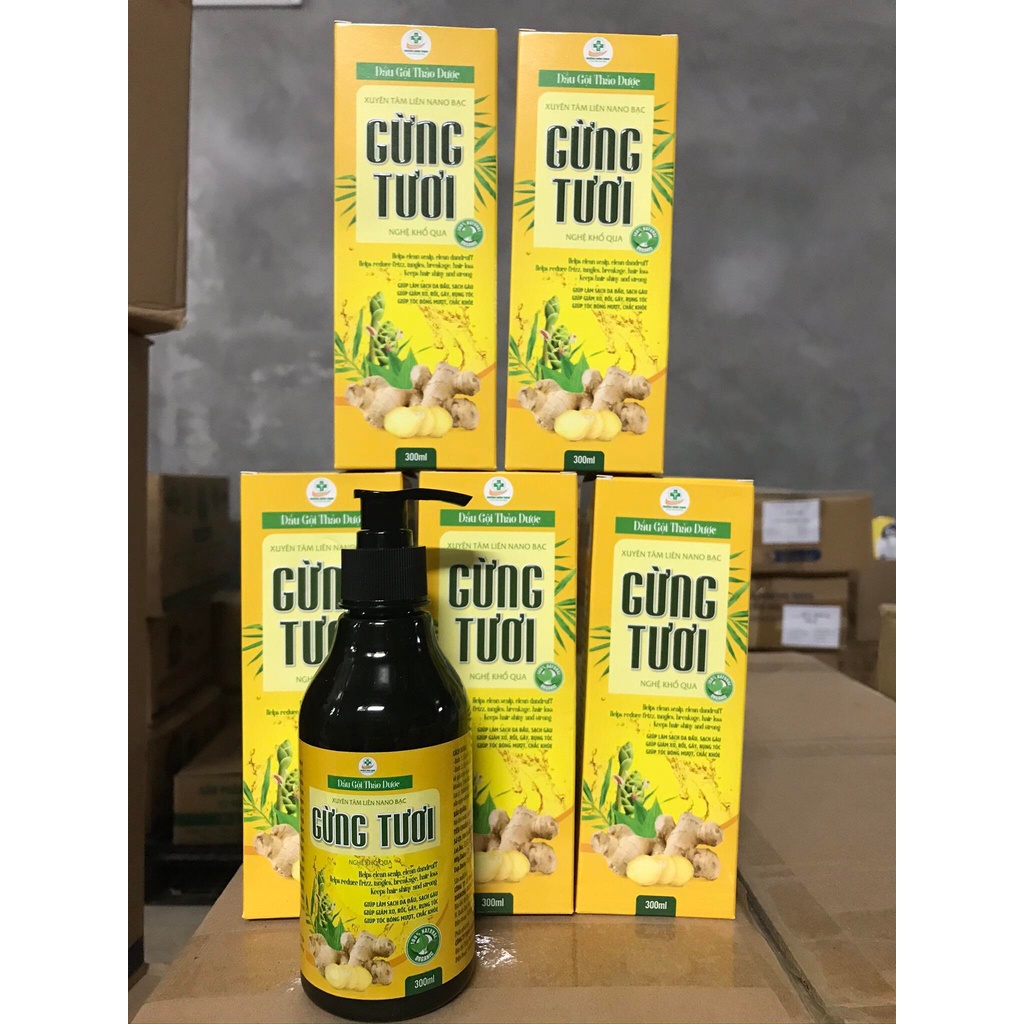 Dầu gội thảo dược xuyên tâm liên Nano bạc gừng tươi, nghệ, khổ qua