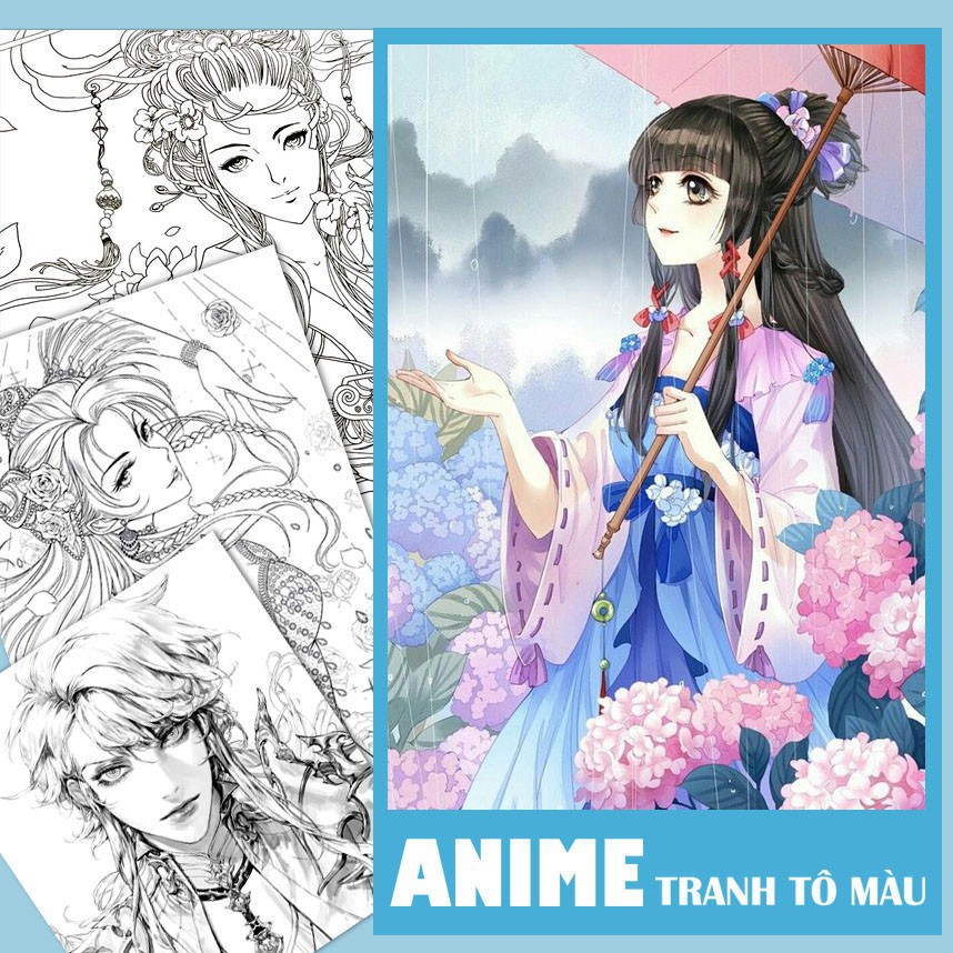 Tranh tô màu Anime A4 (Vận chuyển từ 5 sản phẩm)