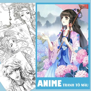 Tranh tô màu Anime A4 (Vận chuyển từ 5 sản phẩm)