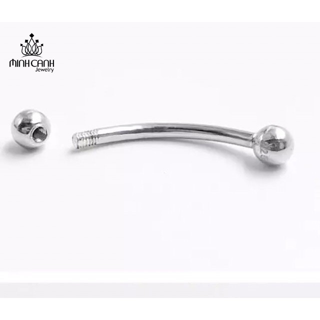 Bông Tai Bạc Dạng Cong Bi Tròn 2 Đầu - Minh Canh Jewelry