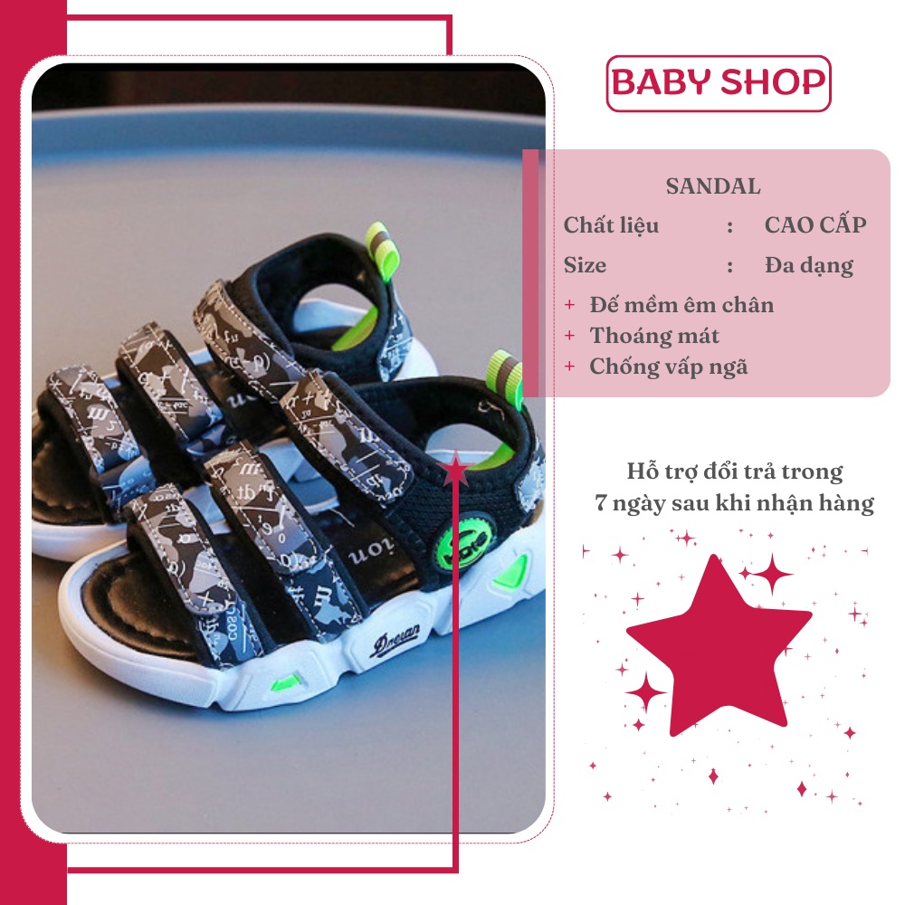 Dép sandal rằn ri cho bé hàng chuẩn QC, dép sandal chống trơn trượt quai dán cho bé trai bé gái