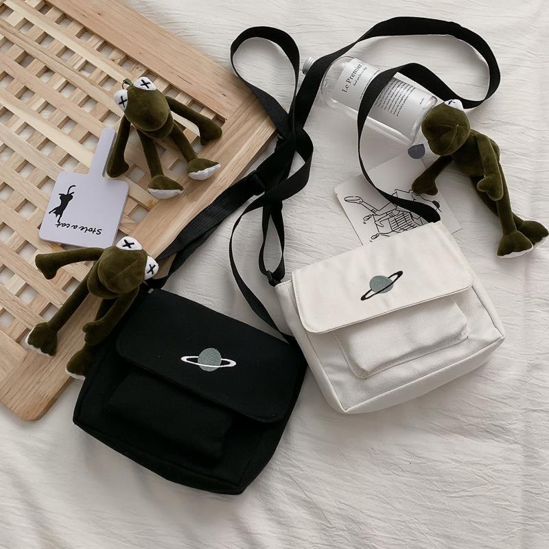Túi đeo vai vải canvas in họa tiết phong cách Harajuku Nhật Bản cho nữ
