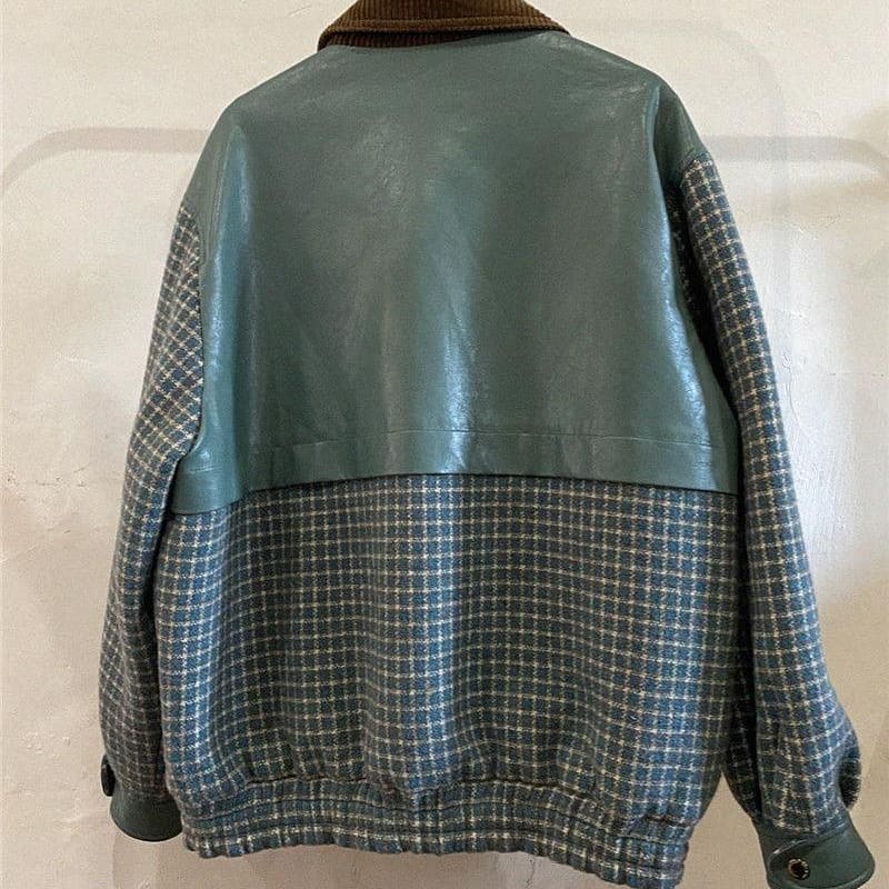 Áo khoác dạ phối da pu unisex dày dặn