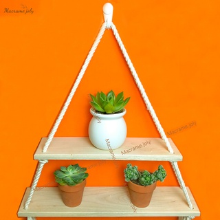 Kệ Treo Tường, Kệ Trang Trí Macrame.joly 2 Tầng Tam Giác