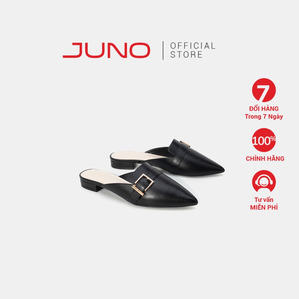 Dép Bệt Nữ Mũi Nhọn 3cm Thời Trang JUNO Mules Quai Khoá Trang Trí BB03069