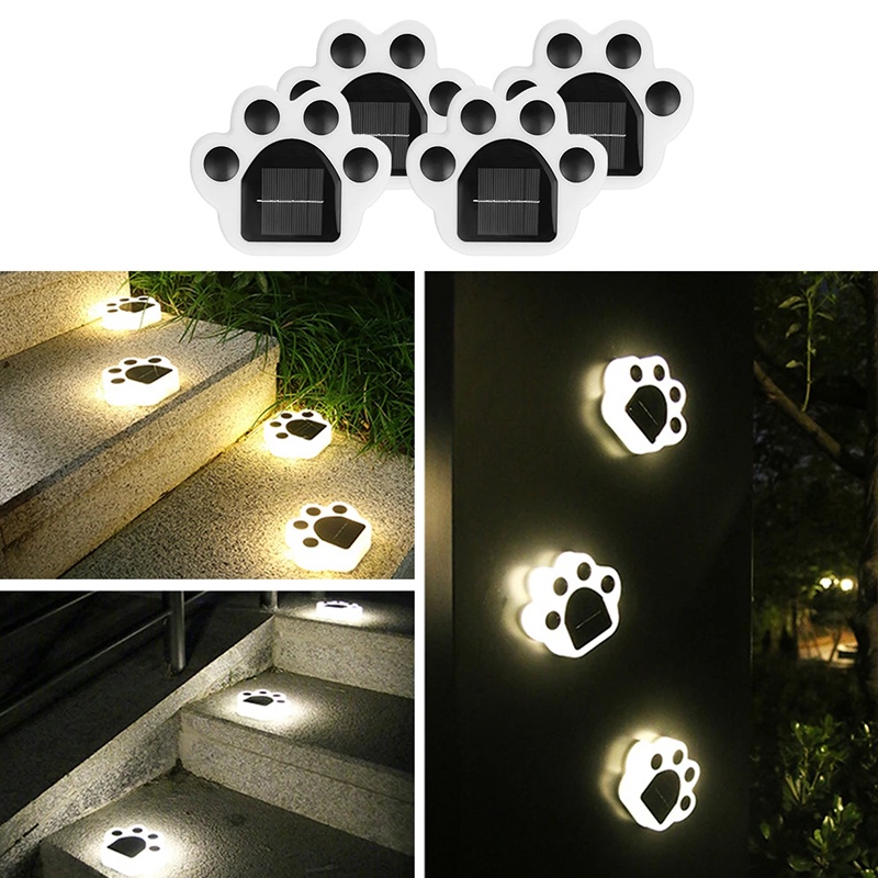 Đèn LED Năng Lượng Mặt Trời Chống Mưa Hình Dấu Chân Chó Mèo Dễ Thương Trang Trí Sân Vườn