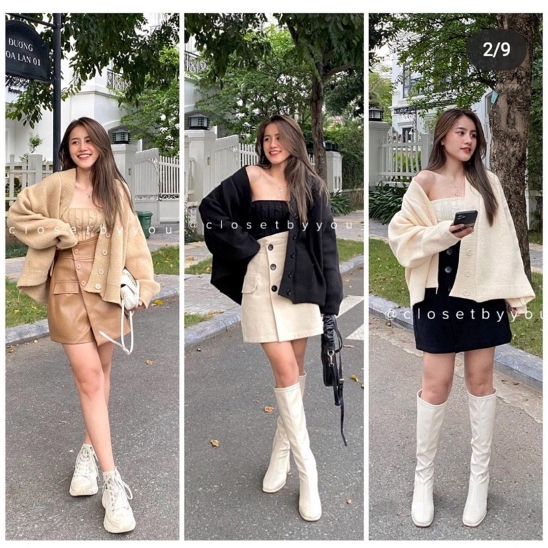 Set áo khoác len + áo quây free size | BigBuy360 - bigbuy360.vn