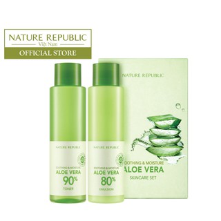 Bộ dưỡng Lô hội cấp ẩm cho da NATURE REPUBLIC Soothing & Moisture Aloe Vera Skincare Set 160ml/1 lọ