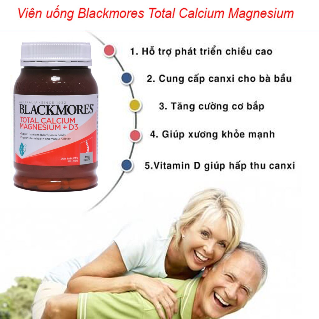 [Hàng chuẩn Úc] Viên uống bổ xương khớp Blackmores total calcium &amp; magnesium + D3 200 viên bổ sung canxi, magiê và d3 Úc