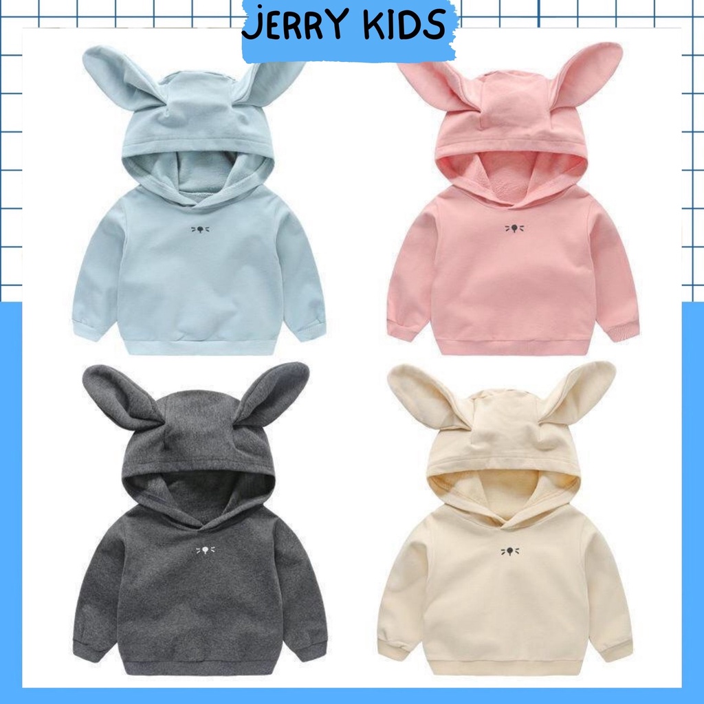 ÁO NỈ HOODIE CÓ MŨ TRÙM ĐẦU TAI MÈO CHO BÉ 8-18KG