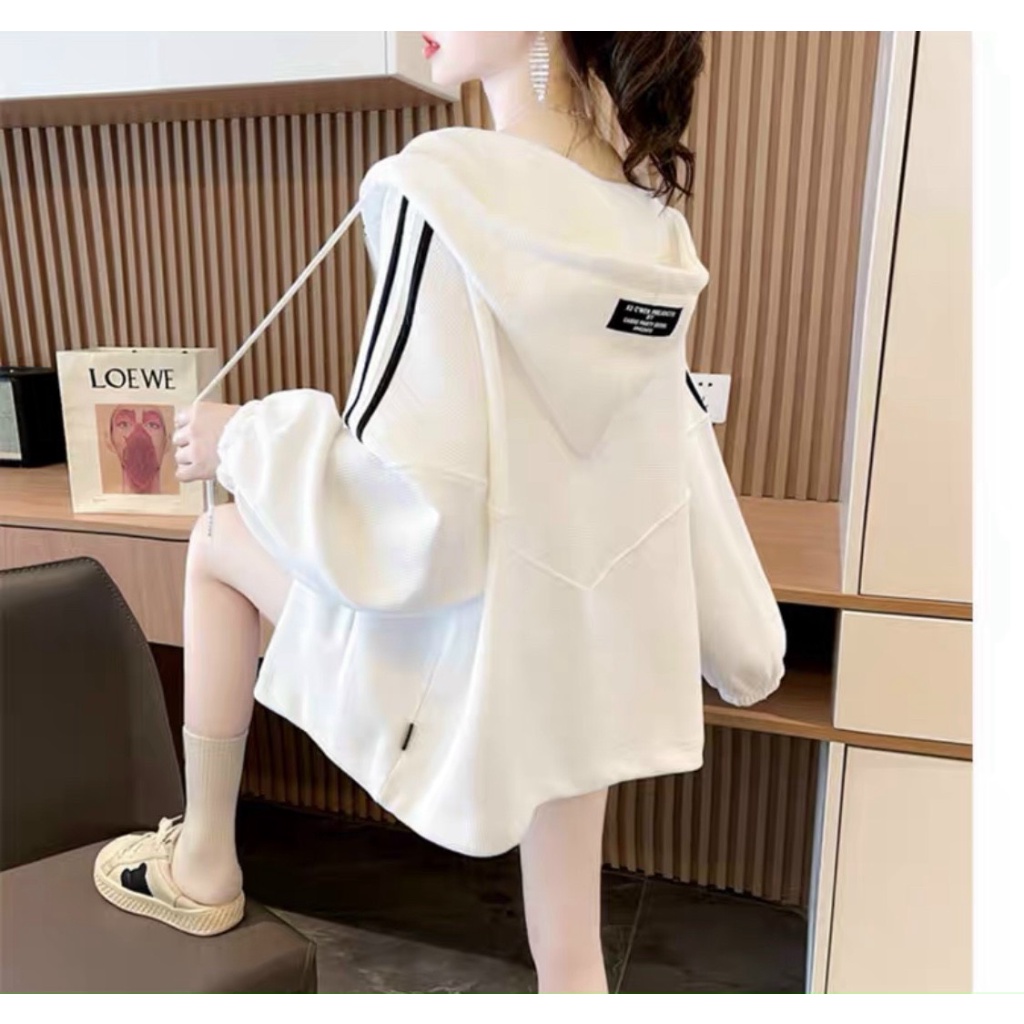 ÁO HOODIE NỮ PHỐI VIỀN SỌC TAY THỜI TRANG ĐẸP NHƯ MƠ