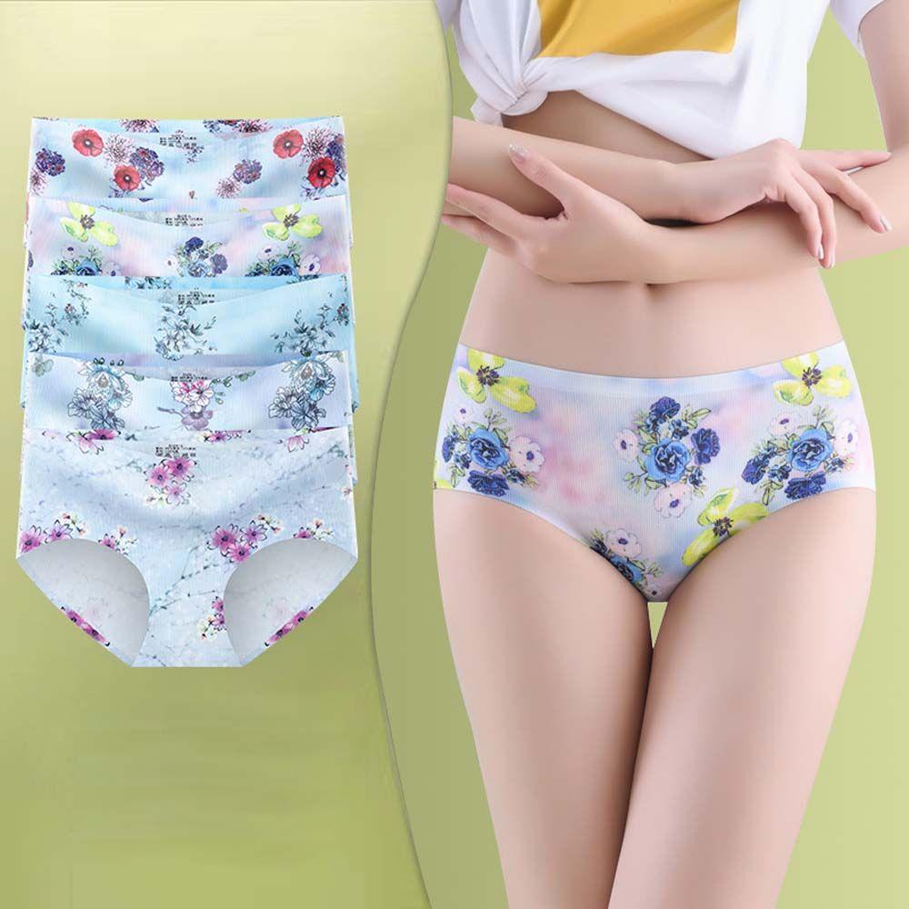 OCEANMAP Quần Lót Nữ Vải Lụa Mát Họa Tiết Hoa Hồng Gợi Cảm