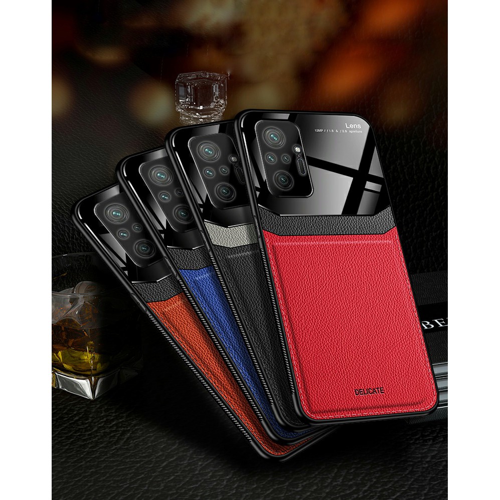 Ốp lưng Redmi Note 10 Pro chống sốc da kính thời trang cao cấp chống mồ hôi