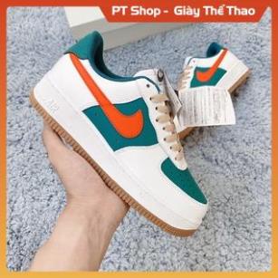Giày AF1 low gucc.i trắng xanh lá đậm móc đỏ, Giầy Air Force trắng xanh đậm thấp cổ
