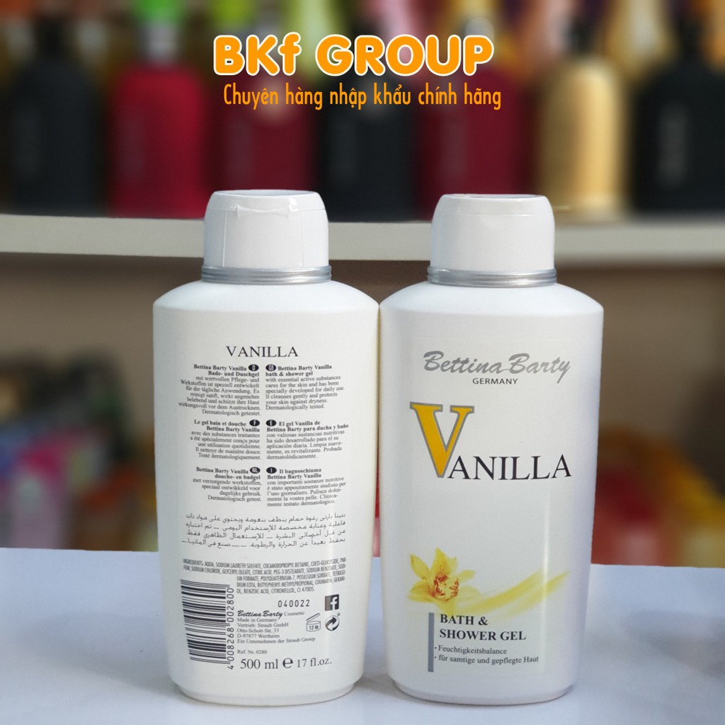 SỮA TẮM VANILLA BETTINA BARTY 500ml - HƯƠNG NƯỚC HOA THƠM NGỌT NGÀO VÀ DỊU NHẸ - CHÍNH HÃNG ĐỨC