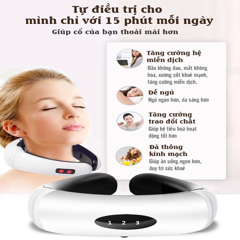 Máy Massage Cổ Vai Gáy - Sạc Điện - Điều Khiển Từ Xa - Mát Xa Vai Lưng Chân Tay