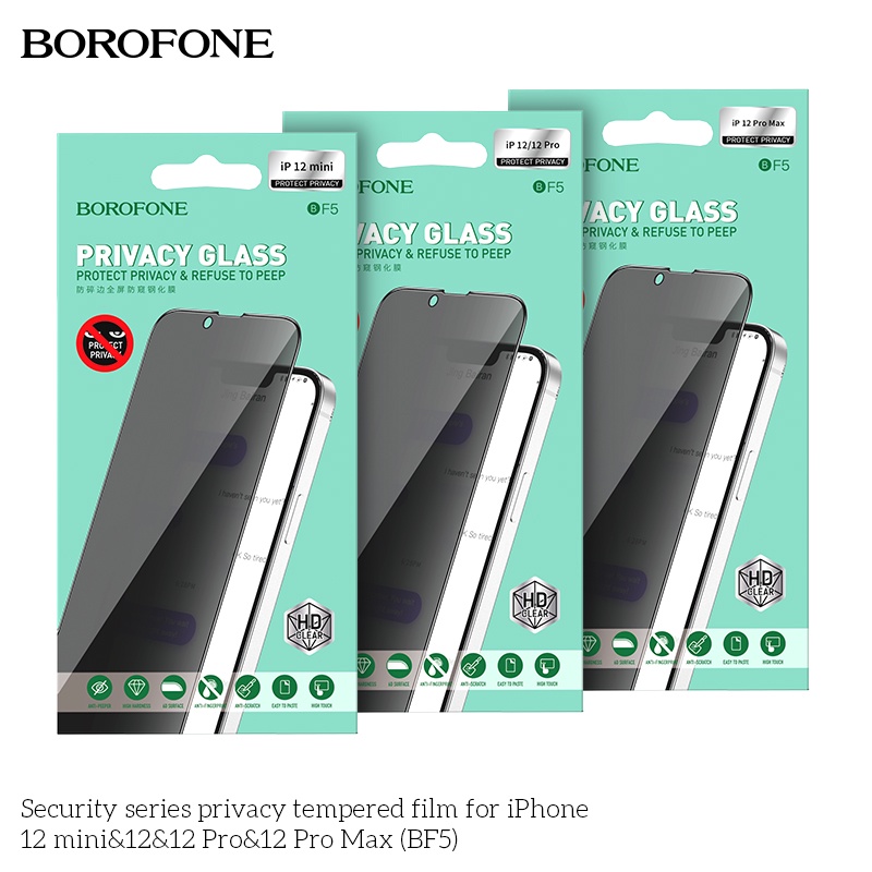 Kính cường lực BOROFONE BF5 chống nhìn trộm full dòng iPhone - Chính hãng