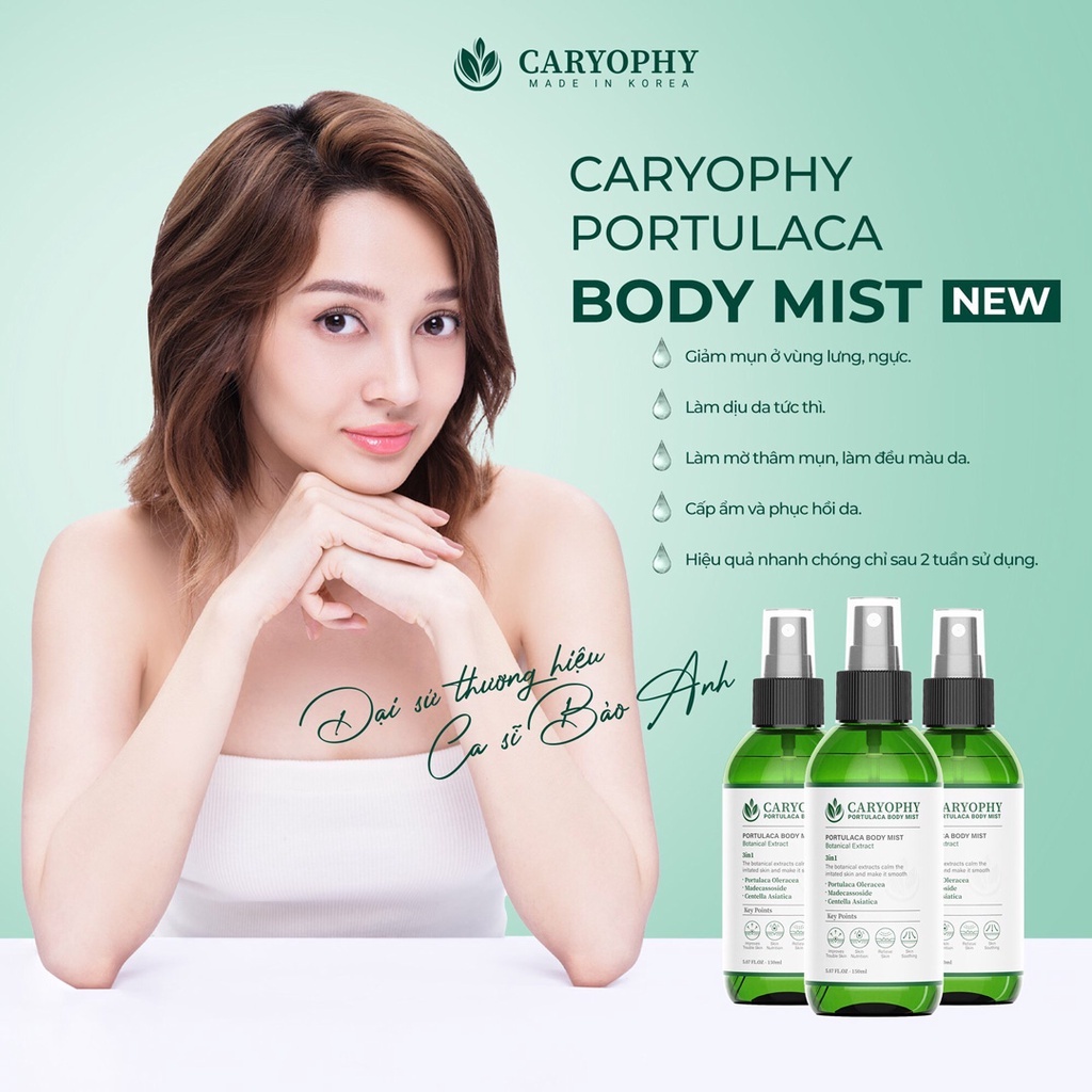 Xịt Mụn Lưng giảm mụn mờ thâm Caryophy Portulaca Body Mist 150ml