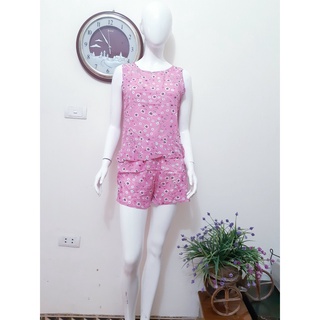 Bộ lanh lụa quần ngắn Hoa Bèo