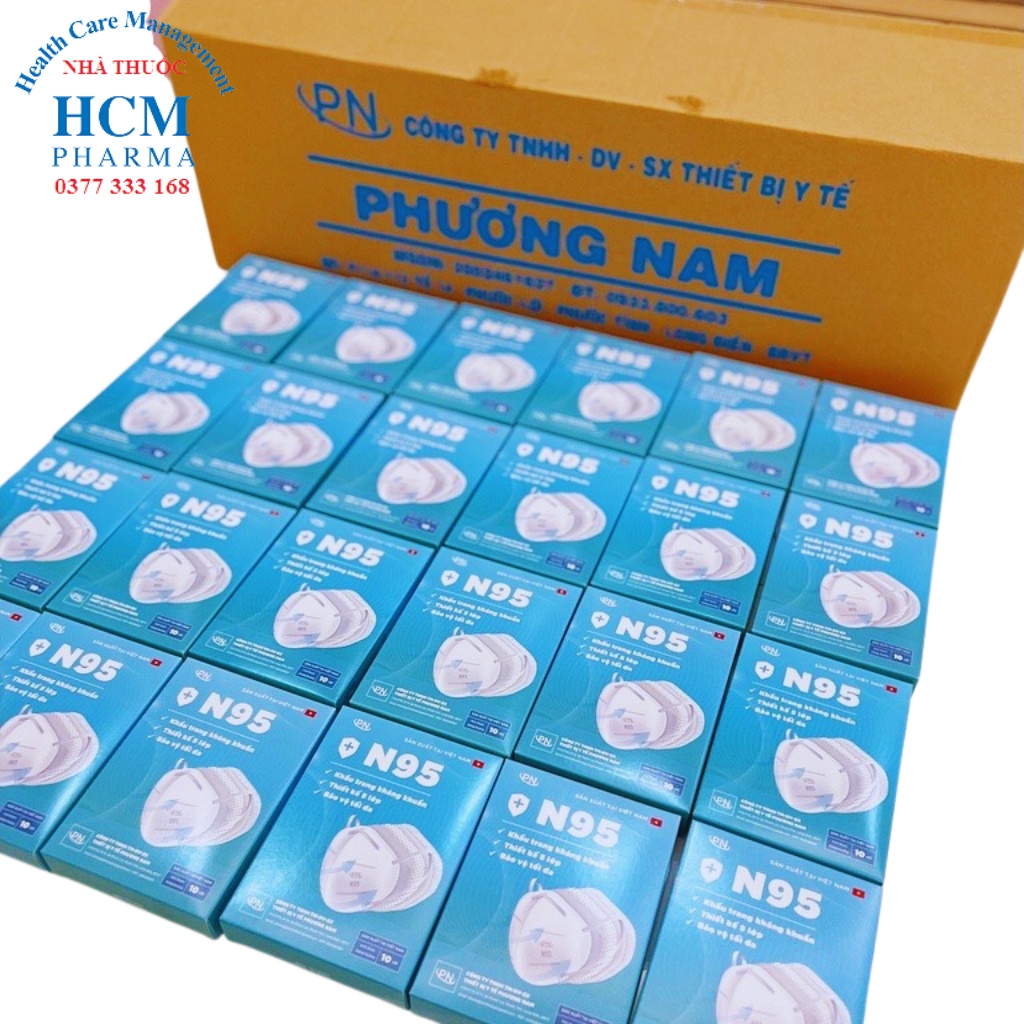 Khẩu trang N95 chính hãng 5 lớp không van Phương Nam màu trắng kháng khuẩn HCM21