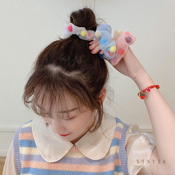 Dây cột tóc cao su bọc vải chiffon nhiều màu phong cách Hàn Quốc cho nữ