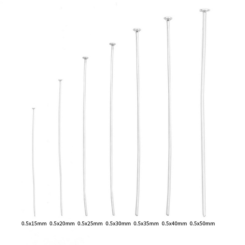 Set 10 thanh kim bạc 925 đầu phẳng hình chữ T dùng làm trang sức thủ công 15-50mm