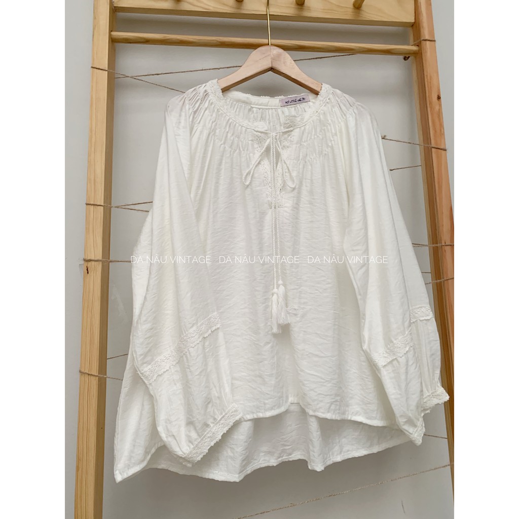 áo trắng oversize vải đũi tay chuông bồng siêu rộng 2 màu be, trắng (ảnh thật, sẵn hàng)