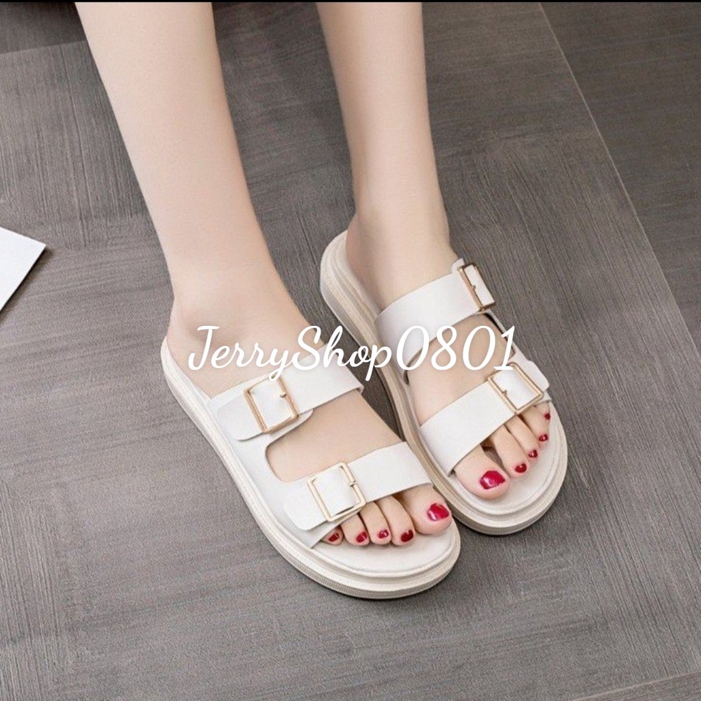 Dép nữ , DÉP BÁNH MÌ 2 KHÓA cao 2p mẫu mới