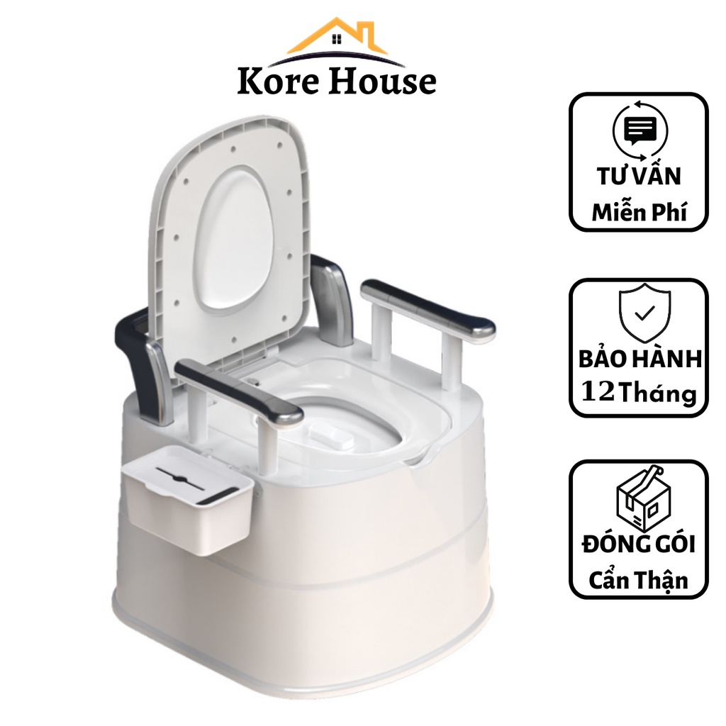 (Bảo Hành 12 Tháng) Bồn cầu vệ sinh di động - Bô vệ sinh cho người ốm, người già có tay vịn,tựa lưng an toàn tiện lợi