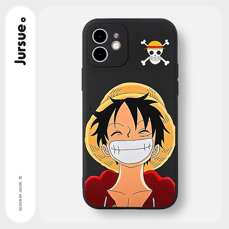 Ốp lưng JURSUE mềm chống bẩn hoạt hình độc lạ đen Cho iPhone 14 13 12 11 Pro Max SE 2020 X XR XS 8 7 ip 6S 6 Plus Y2166