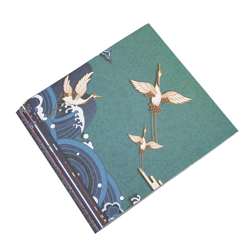 Set 70 Giấy Xếp Hình Vuông 14.2x14.2cm Họa Tiết Chim Hạc Phong Cách retro