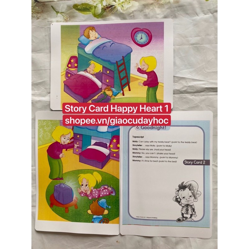 Flashcards  Story Card Happy Heart 1- Size A4-ép plastics bền đẹp