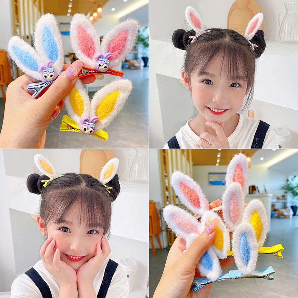 Kẹp tóc hình tai thỏ bằng vải bông dễ thương dành cho bé gái