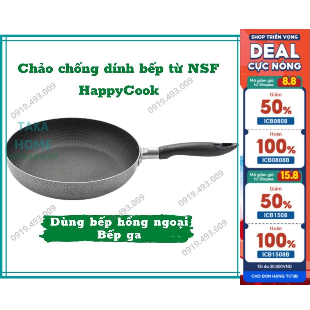 Chảo chống dính bếp từ NSF HappyCook đủ size siêu chống dính DÙNG ĐƯỢC BẾP TỪ LỖI 1 ĐỔI 1 TAKA HOME