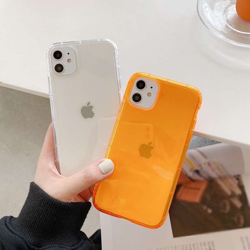 Ốp điện thoại cao su mềm trong suốt siêu mỏng màu sắc trơn màu phản quang dành choiPhone 11 Pro Max XS XR X 7 8