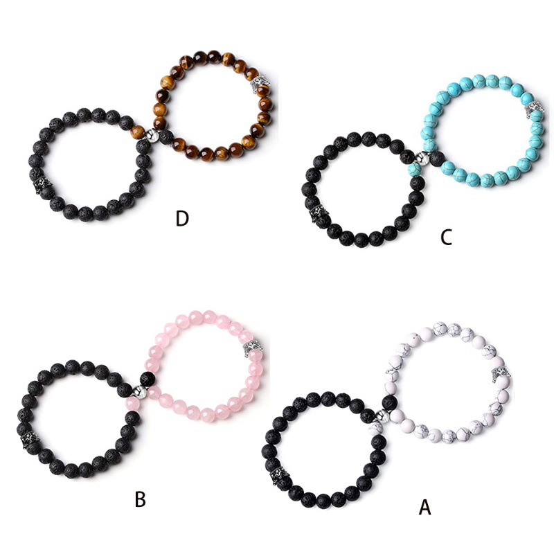 Flgo Set 2 Vòng Tay Đá Pha Lê Hồng Đen Thời Trang Âu Mỹ Cho Cặp Đôi