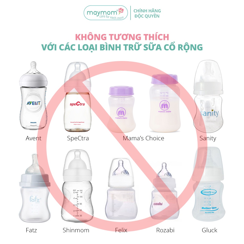 Phụ Kiện Cải Tiến Dành Cho Máy Hút Sữa Spectra, Avent, Rozabi, Fatz Dùng Với Bình Sữa Cổ Hẹp, Thương Hiệu Maymom