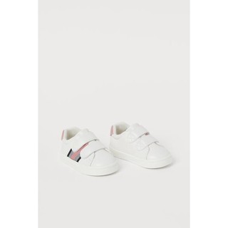 Giày trắng trainer kẻ chéo hồng HM US săn sale sz từ 18/19 đến 25