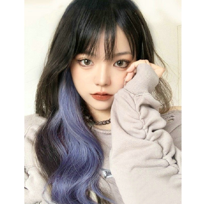 Bộ Tóc Giả Dài Xoăn Tự Nhiên Màu Sắc Gradient