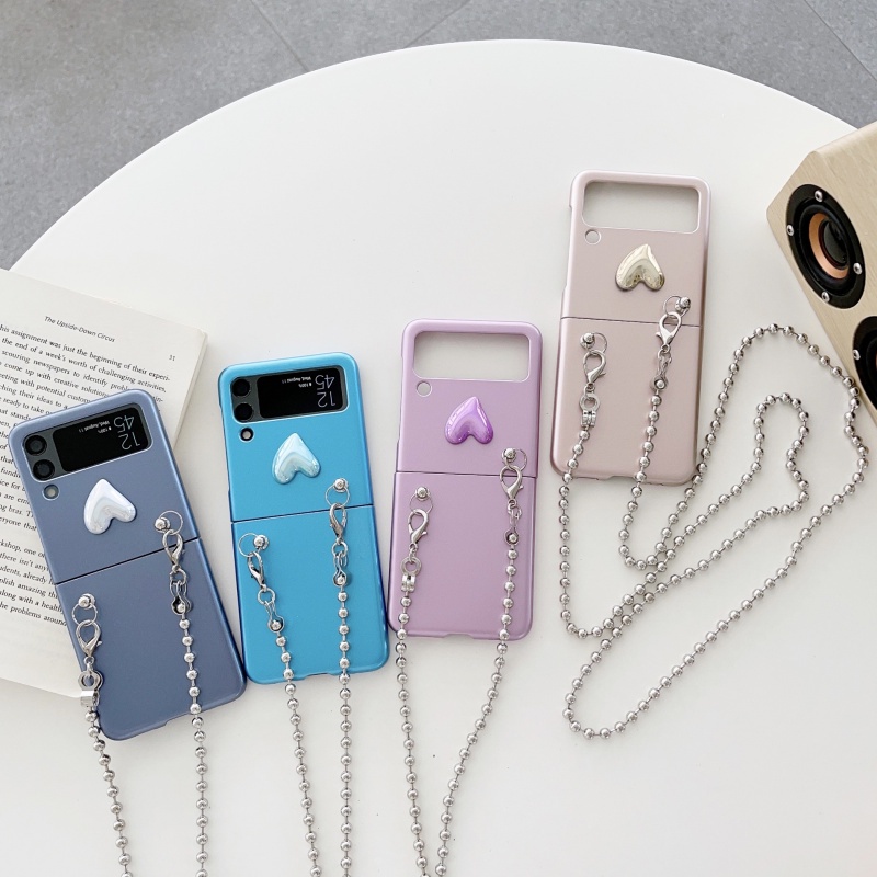 Ốp Điện Thoại Cứng Mạ Điện Nắp Gập Chống Sốc Có Dây Đeo Cho Samsung Galaxy Z Flip 3 Flip4 Flip 4
